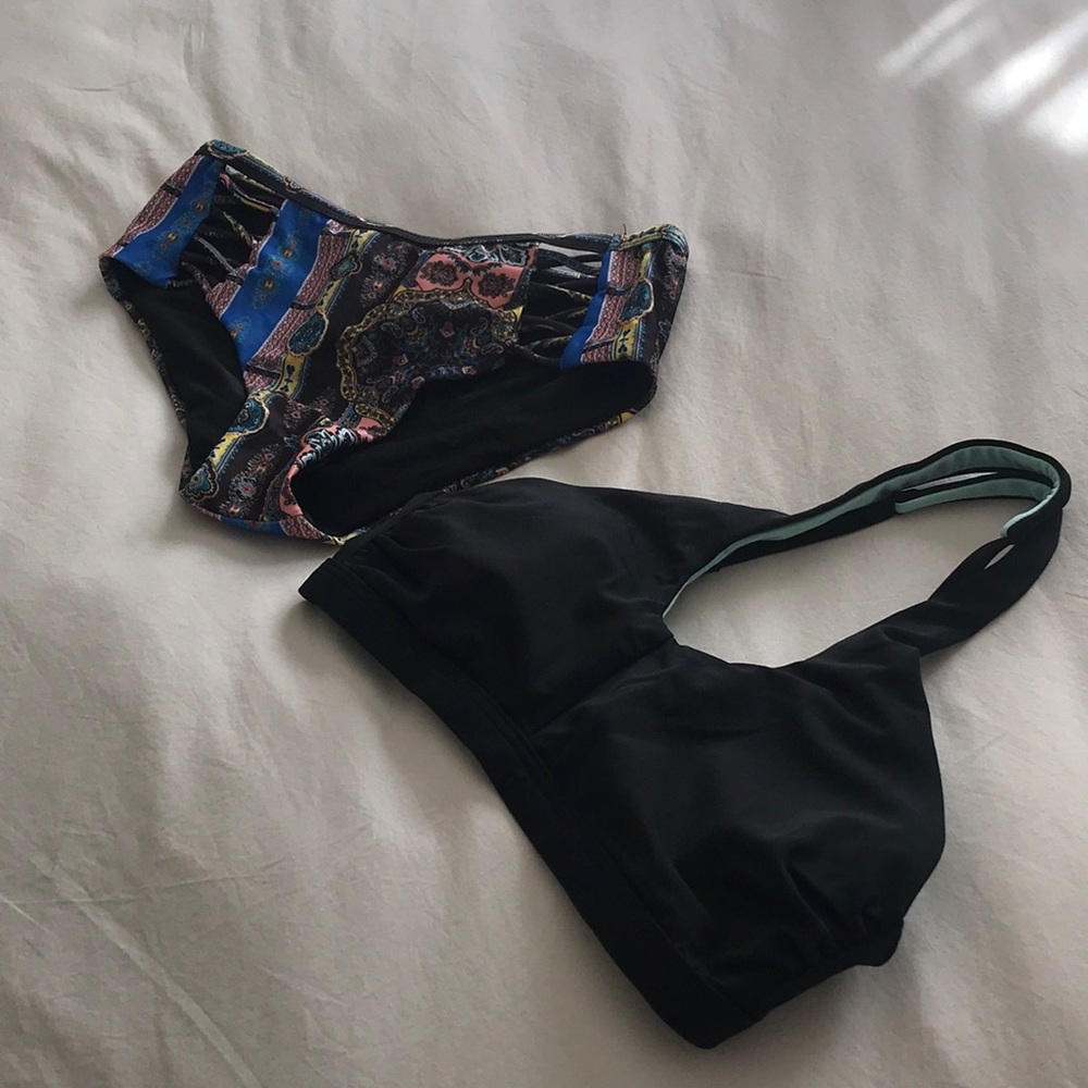 Prana bikini top and printed bottom
